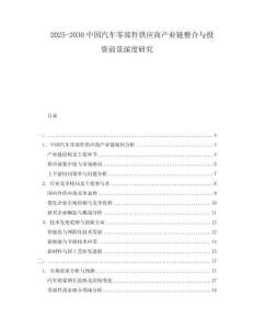 2025-2030中國汽車零部件供應(yīng)商產(chǎn)業(yè)鏈整合與投資前景深度研究