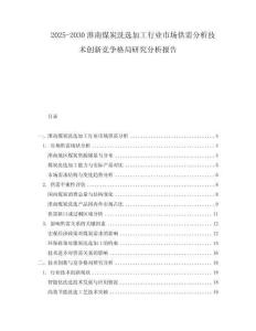 2025-2030淮南煤炭洗選加工行業(yè)市場(chǎng)供需分析技術(shù)創(chuàng)新競(jìng)爭(zhēng)格局研究分析報(bào)告