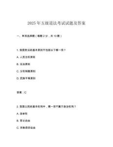 2025年五級道法考試試題及答案
