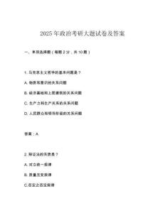 2025年政治考研大題試卷及答案