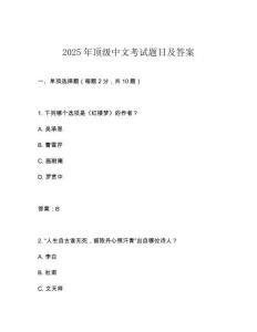 2025年頂級中文考試題目及答案