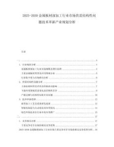 2025-2030金屬板材深加工行業(yè)市場供需結(jié)構(gòu)性問題技術(shù)革新產(chǎn)業(yè)規(guī)劃分析