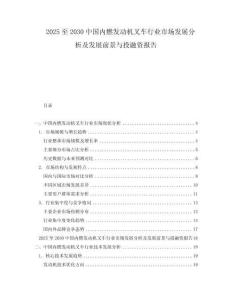 2025至2030中國(guó)內(nèi)燃發(fā)動(dòng)機(jī)叉車(chē)行業(yè)市場(chǎng)發(fā)展分析及發(fā)展前景與投融資報(bào)告