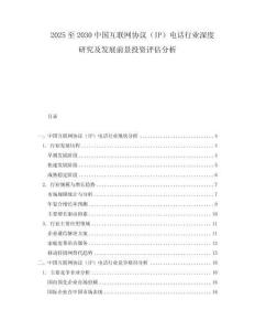 2025至2030中國互聯(lián)網(wǎng)協(xié)議（IP）電話行業(yè)深度研究及發(fā)展前景投資評估分析