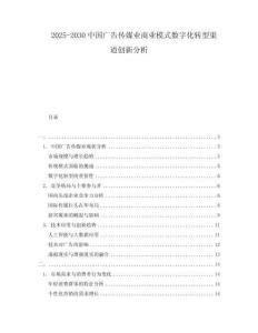 2025-2030中國(guó)廣告?zhèn)髅綐I(yè)商業(yè)模式數(shù)字化轉(zhuǎn)型渠道創(chuàng)新分析