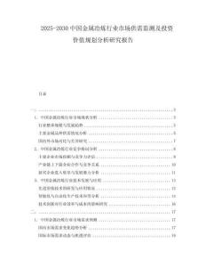 2025-2030中國(guó)金屬冶煉行業(yè)市場(chǎng)供需監(jiān)測(cè)及投資價(jià)值規(guī)劃分析研究報(bào)告