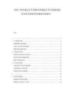 2025-2030捷克汽車(chē)座椅內(nèi)飾制造行業(yè)市場(chǎng)現(xiàn)狀供需分析及投資評(píng)估規(guī)劃分析報(bào)告