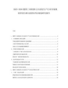 2025-2030德國工業(yè)機器人自動化生產(chǎn)行業(yè)市場現(xiàn)狀供需分析及投資評估規(guī)劃研究報告