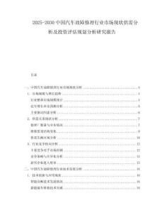 2025-2030中國汽車故障修理行業(yè)市場現(xiàn)狀供需分析及投資評估規(guī)劃分析研究報告