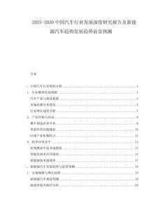 2025-2030中國汽車行業(yè)發(fā)展深度研究報(bào)告及新能源汽車趨勢發(fā)展趨勢前景預(yù)測