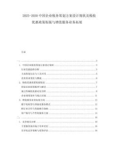 2025-2030中國企業稅務籌劃方案設計現狀及稅收優惠政策銜接與增值服務業務拓展
