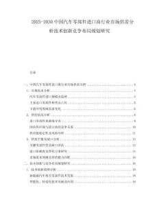 2025-2030中國汽車零部件進口商行業(yè)市場供需分析技術創(chuàng)新競爭布局規(guī)劃研究