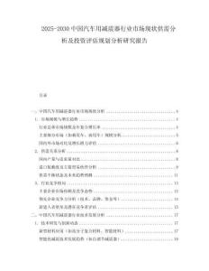 2025-2030中國(guó)汽車(chē)用減震器行業(yè)市場(chǎng)現(xiàn)狀供需分析及投資評(píng)估規(guī)劃分析研究報(bào)告