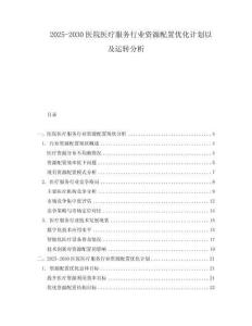 2025-2030醫(yī)院醫(yī)療服務行業(yè)資源配置優(yōu)化計劃以及運轉(zhuǎn)分析