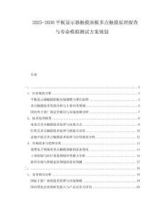 2025-2030平板顯示器觸摸面板多點觸摸原理探查與壽命模擬測試方案規(guī)劃