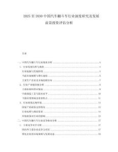 2025至2030中國汽車翻斗車行業(yè)深度研究及發(fā)展前景投資評估分析