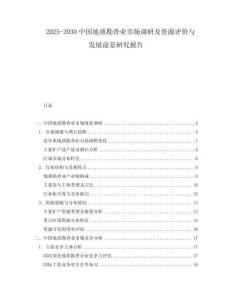 2025-2030中國(guó)地質(zhì)勘查業(yè)市場(chǎng)調(diào)研及資源評(píng)價(jià)與發(fā)展前景研究報(bào)告