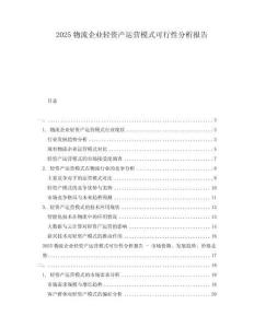 2025物流企業(yè)輕資產(chǎn)運(yùn)營模式可行性分析報(bào)告