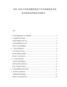 2025-2030中國高端數(shù)控機床產(chǎn)業(yè)市場現(xiàn)狀技術發(fā)展及投資趨勢規(guī)劃分析報告