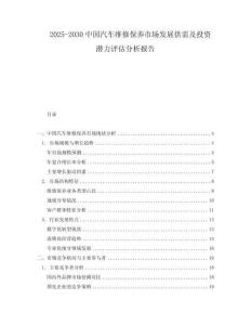2025-2030中國汽車維修保養(yǎng)市場發(fā)展供需及投資潛力評估分析報告