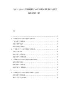 2025-2030中國新材料產(chǎn)業(yè)化應(yīng)用市場開拓與投資規(guī)劃建議文檔