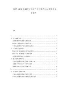 2025-2030光刻膠材料國產(chǎn)替代進程與技術(shù)壁壘分析報告