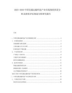 2025-2030中國交通運輸科技產(chǎn)業(yè)市場現(xiàn)狀供需分析及投資評估規(guī)劃分析研究報告