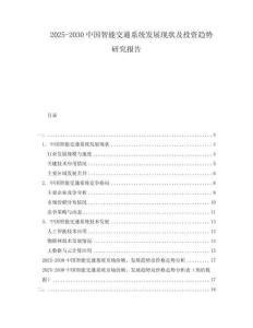 2025-2030中國智能交通系統(tǒng)發(fā)展現(xiàn)狀及投資趨勢研究報告