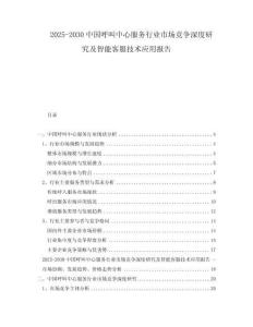 2025-2030中國呼叫中心服務(wù)行業(yè)市場競爭深度研究及智能客服技術(shù)應(yīng)用報告