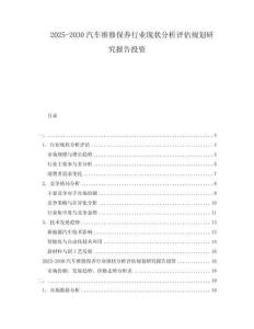 2025-2030汽車(chē)維修保養(yǎng)行業(yè)現(xiàn)狀分析評(píng)估規(guī)劃研究報(bào)告投資