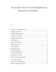 2025至2030中國(guó)汽車(chē)ECU行業(yè)市場(chǎng)深度研究及發(fā)展前景投資可行性分析報(bào)告