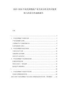 2025-2030中南美洲物流產業全面分析及供應鏈重構與經濟合作戰略報告