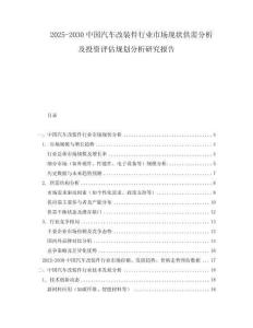 2025-2030中國(guó)汽車改裝件行業(yè)市場(chǎng)現(xiàn)狀供需分析及投資評(píng)估規(guī)劃分析研究報(bào)告