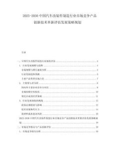 2025-2030中國(guó)汽車改裝件制造行業(yè)市場(chǎng)競(jìng)爭(zhēng)產(chǎn)品創(chuàng)新技術(shù)革新評(píng)估發(fā)展策略規(guī)劃