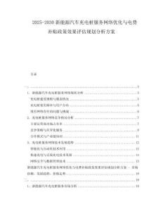 2025-2030新能源汽車充電樁服務網絡優(yōu)化與電費補貼政策效果評估規(guī)劃分析方案