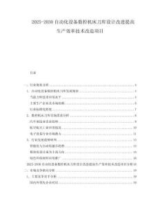 2025-2030自動化設備數(shù)控機床刀庫設計改進提高生產(chǎn)效率技術改造項目