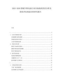 2025-2030滑板車鋰電池行業(yè)市場(chǎng)現(xiàn)狀供需分析及投資評(píng)估規(guī)劃分析研究報(bào)告