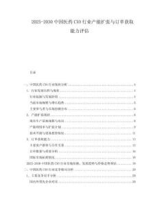 2025-2030中國醫(yī)藥CXO行業(yè)產(chǎn)能擴張與訂單獲取能力評估