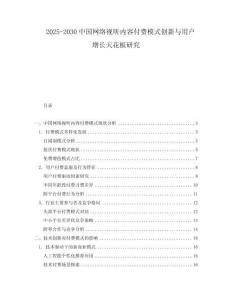 2025-2030中國網(wǎng)絡(luò)視聽內(nèi)容付費模式創(chuàng)新與用戶增長天花板研究