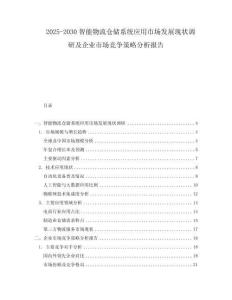 2025-2030智能物流倉儲系統(tǒng)應(yīng)用市場發(fā)展現(xiàn)狀調(diào)研及企業(yè)市場競爭策略分析報告