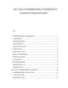2025-2030中國智能物流倉儲行業(yè)市場現(xiàn)狀供需分析及投資評估規(guī)劃分析研究報告
