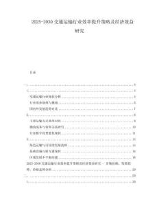 2025-2030交通運(yùn)輸行業(yè)效率提升策略及經(jīng)濟(jì)效益研究