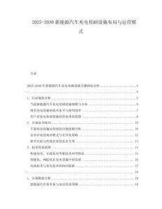2025-2030新能源汽車充電基礎(chǔ)設(shè)施布局與運營模式