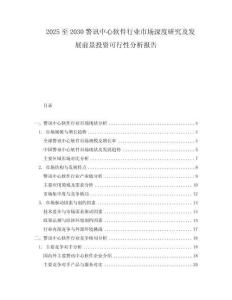 2025至2030警訊中心軟件行業(yè)市場(chǎng)深度研究及發(fā)展前景投資可行性分析報(bào)告