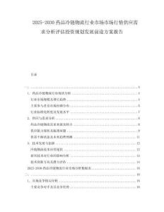 2025-2030藥品冷鏈物流行業(yè)市場(chǎng)市場(chǎng)行情供應(yīng)需求分析評(píng)估投資規(guī)劃發(fā)展前途方案報(bào)告