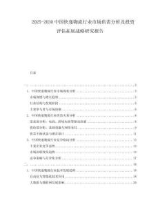 2025-2030中國(guó)快遞物流行業(yè)市場(chǎng)供需分析及投資評(píng)估拓展戰(zhàn)略研究報(bào)告