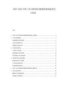 2025-2030中國工業(yè)互聯(lián)網(wǎng)技術(shù)賦能智能制造研究與發(fā)展