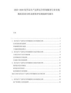 2025-2030化學(xué)品生產(chǎn)過程安全咨詢服務(wù)行業(yè)市場現(xiàn)狀需求分析及投資評估規(guī)劃研究報告
