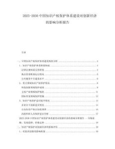 2025-2030中國知識產(chǎn)權(quán)保護體系建設(shè)對創(chuàng)新經(jīng)濟的影響分析報告