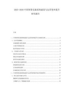 2025-2030中國智慧交通系統(tǒng)建設(shè)與運營效率提升研究報告